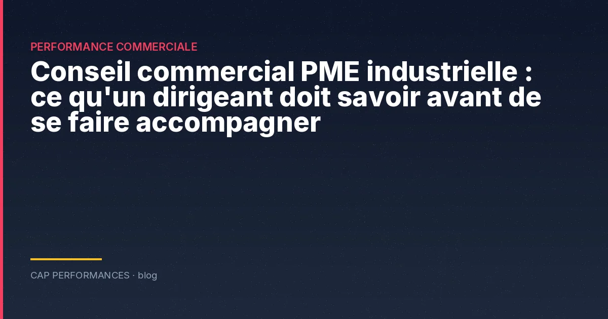 Conseil commercial PME industrielle : ce qu'un dirigeant doit savoir avant de se faire accompagner