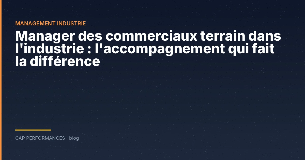Manager des commerciaux terrain industrie